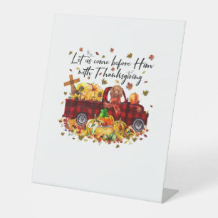 Pudel-Kürbis-Vintage-LKW-Thanksgiving-lustiger Ha Sockelschild