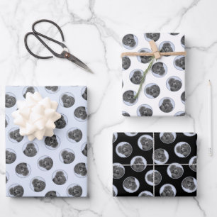 Pudel-Malerei Miniatur-Spielzeug Schwarze Haustier Geschenkpapier Set