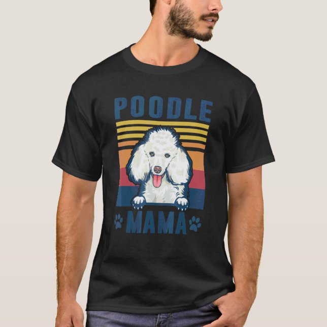 Pudel Mama Mutter Retro  Hunde-Mutter T-Shirt (Vorderseite)