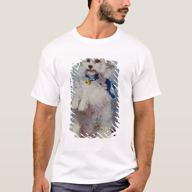 Pudel mit blauem Band T-Shirt (Vorderseite)