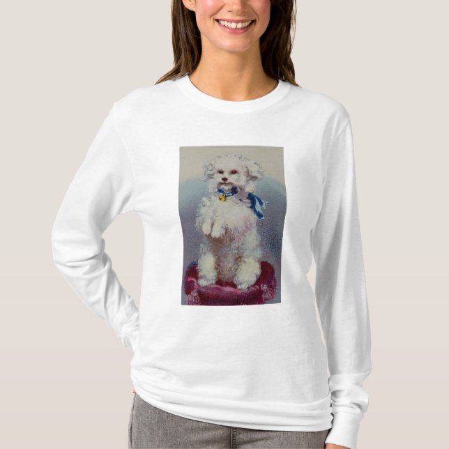Pudel mit blauem Band T-Shirt (Vorderseite)
