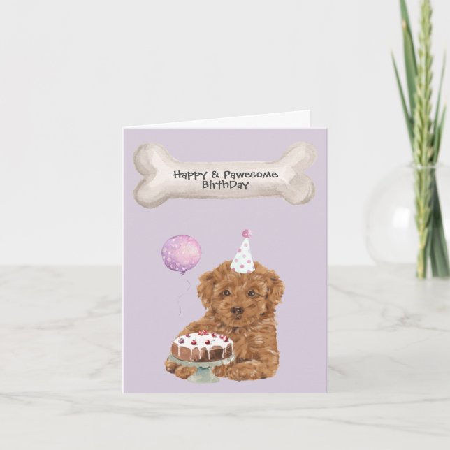 Pudel-Mix Cavapoo Geburtstag Feiertagskarte (Vorderseite)