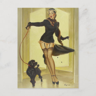 Pudel Pin Up Postkarte