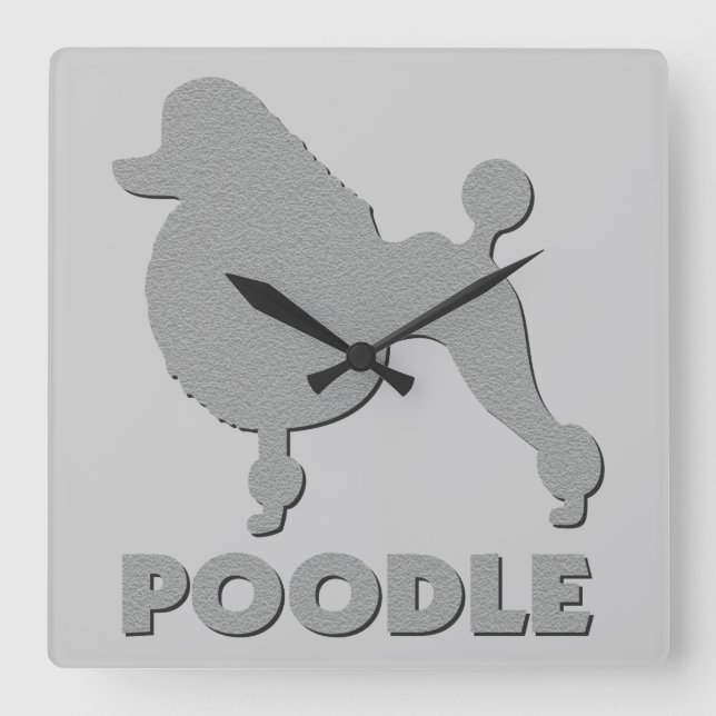 Pudel Quadratische Wanduhr (Vorderseite)