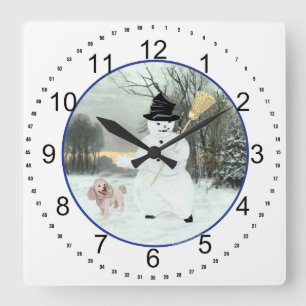 Pudel Quadratische Wanduhr