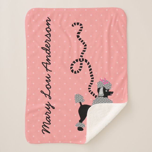 Pudel-Rock-HundeRetro rosa 50er moderner Sherpadecke (Vorderseite)