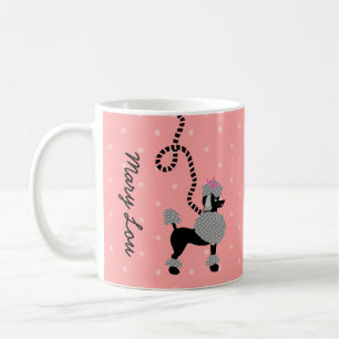 Pudel-Rock-Retro rosa und schwarzer 50er Tasse