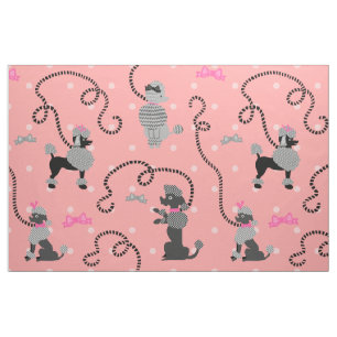 Pudel-Rock-Retro rosa und schwarzes 50er Muster Stoff