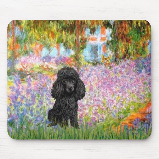 Pudel (schwarz 1) - Garten Mousepad (Vorne)