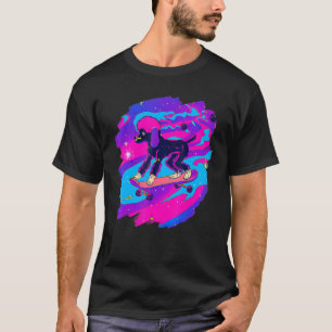 Pudel Skateboarding im Weltraum Retro Vintage T-Shirt