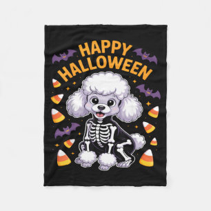 Pudel-Skelett Frohes Halloween Fleecedecke