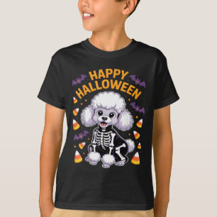 Pudel-Skelett Frohes Halloween T-Shirt