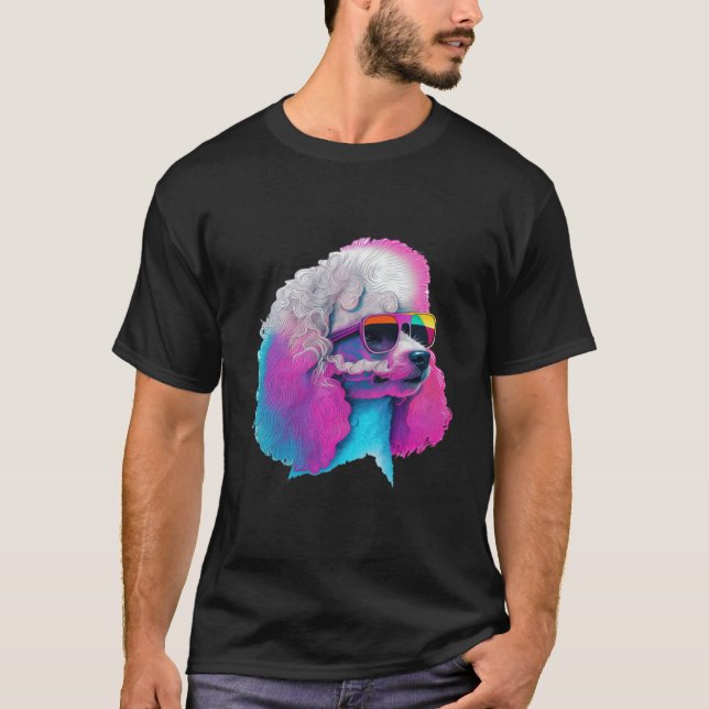 Pudel Synthwave 80er Retrowave Ästhetik  2 T-Shirt (Vorderseite)
