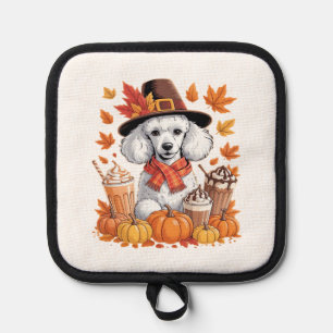 Pudel Trinkkaffee Zu Thanksgiving Herbstlaub Pumpe Topflappen