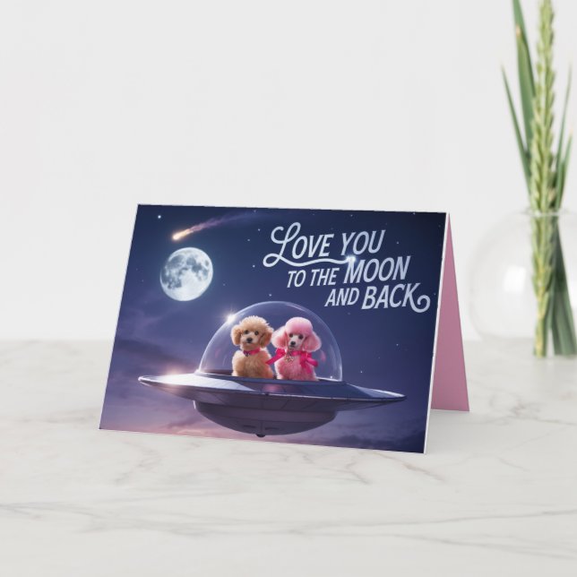 Pudel Valentinstagskarte Feiertagskarte (Vorderseite)