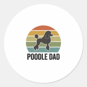Pudel-Vater Vintage-Sonnenuntergang Hunde-Liebhabe Runder Aufkleber