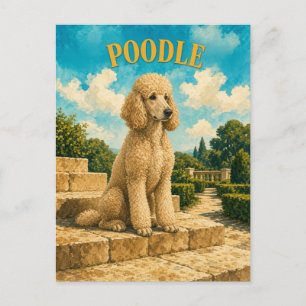 Pudel, Vintage Wasserfarben-Hundekunst Postkarte