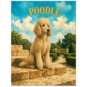 Pudel, Vintage Wasserfarben-Hundekunst Postkarte