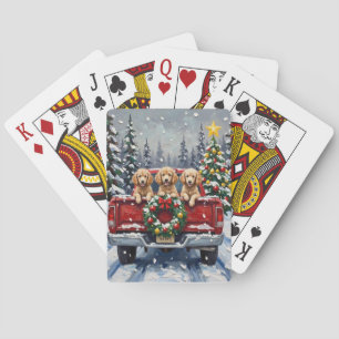 Pudel-Weihnachten-Roter-LKW-Urlaub Spielkarten