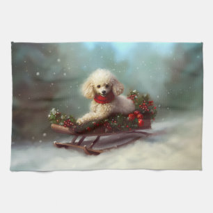 Pudel Weihnachten Schnee Winter Geschirrtuch
