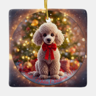 Pudel-Weihnachtsbaumschmuck Keramikornament