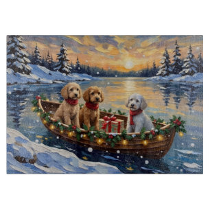 Pudel-Weihnachtsboot-Feier Schneidebrett