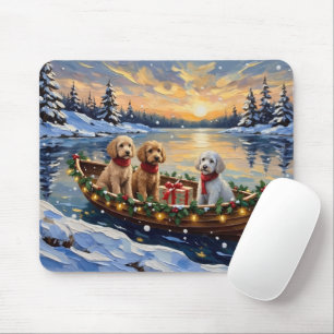 Pudel-Weihnachtsboot-Feiertag Mousepad