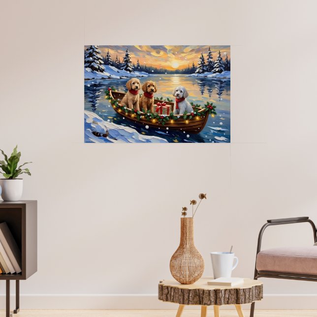 Pudel-Weihnachtsboot-Feiertag Poster (Wohnzimmer 3)