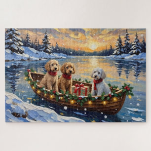 Pudel-Weihnachtsboot-Feiertag Puzzle