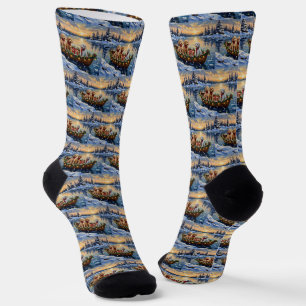 Pudel-Weihnachtsboot-Feiertag Socken