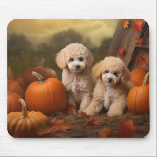 Pudel Welpe Herbstfreude Kürbis Mousepad