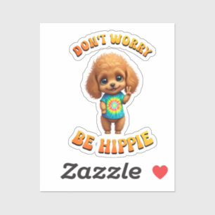 Pudel-Welpe-Hippie-glücklicher Hund Aufkleber