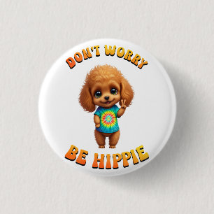 Pudel-Welpe Hippie Glücklicher Hund  Button