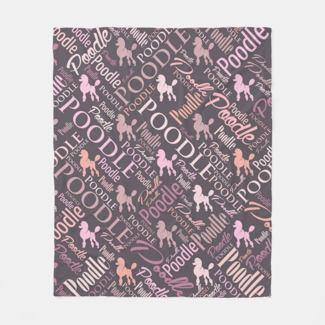 Pudel-Wort-Kunst Fleecedecke (Vorderseite)