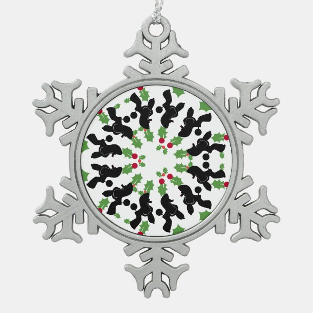 Pudelstern Schneeflocken Zinn-Ornament (Vorderseite)