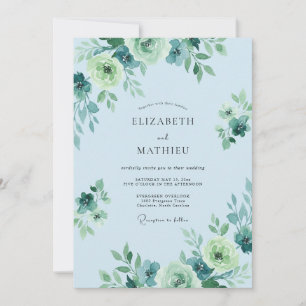 Puder-Mint-Laub-Eukalyptus-Hochzeit Einladung