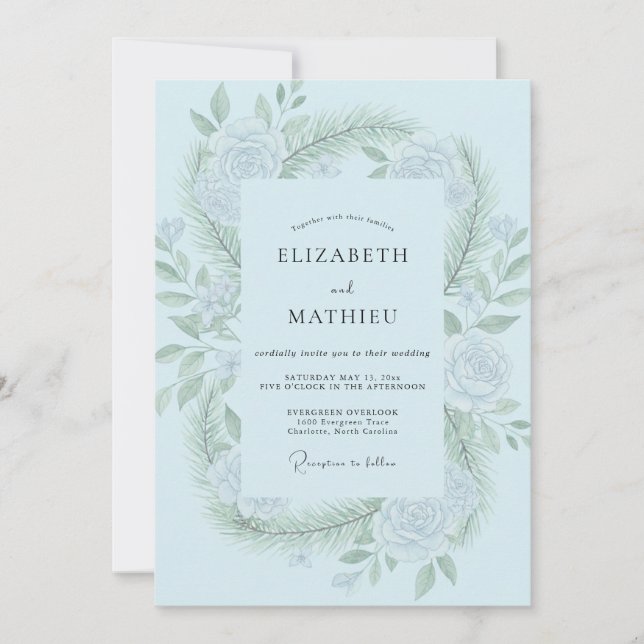 Puder-Minzblatt-Hochzeit Einladung (Vorderseite)