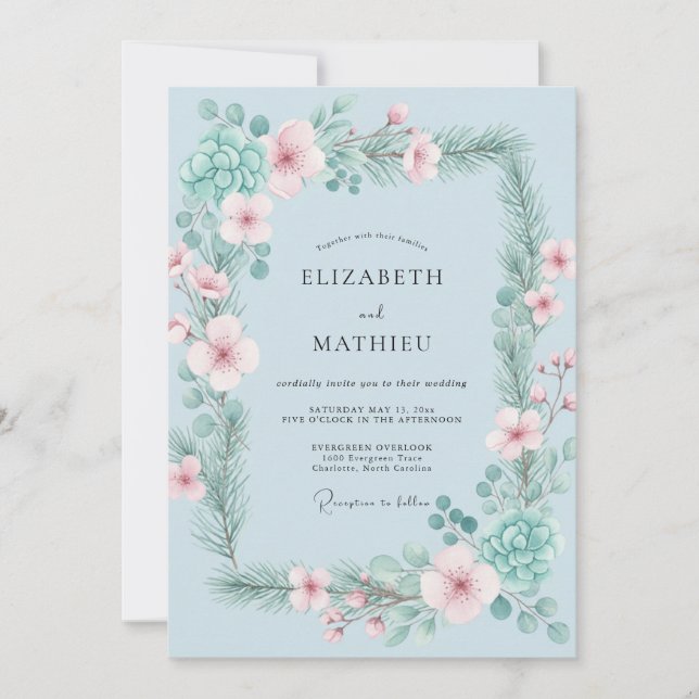 Puder-Minzblatt-Hochzeit Einladung (Vorderseite)