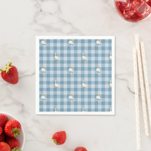 Puderblau Gingham Gans Baby Shower Buffalo Karo Serviette