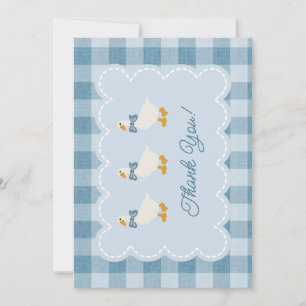 Puderblau Gingham Gans Baby Shower Dankeschön Dankeskarte