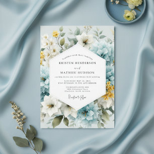 Puderblaue Florale Launen Hochzeit Einladung