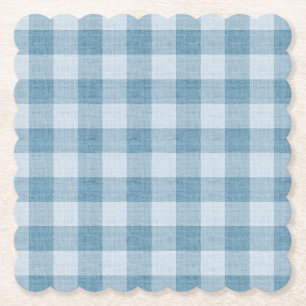 Puderblaue Gingham-Buffalo-Karo-Linoleum-Textur Untersetzer