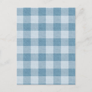 Puderblaue Gingham Büffelkariert Leinen Struktur Postkarte