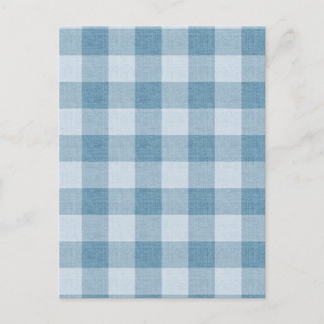 Puderblaue Gingham Büffelkariert Leinen Struktur Postkarte (Vorderseite)