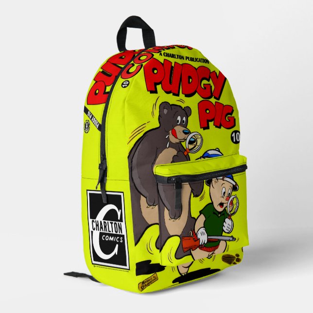 PUDGY PIG Comics Backpack Bedruckter Rucksack (Rückseitige Ecke links)
