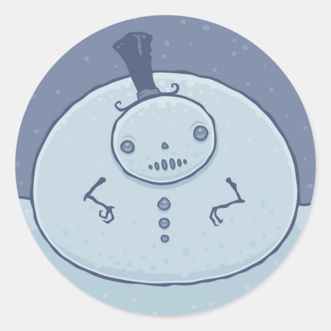Pudgy Snowman Runder Aufkleber (Vorderseite)