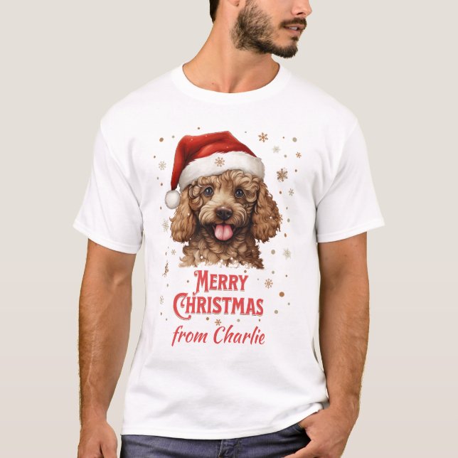 Pudle Dog Weihnachtsfest T-Shirt (Vorderseite)