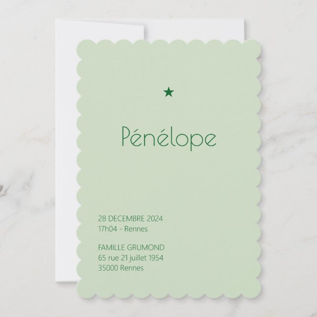 Pudré - Penelope Einladung (Vorderseite)