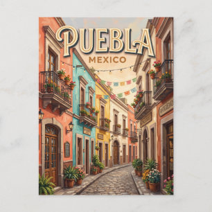 Puebla Calle de los Sapos Mexiko Postkarte