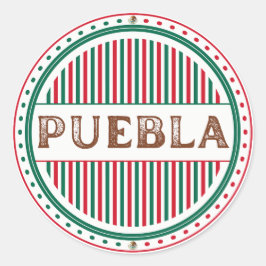 Puebla City Pride Emblem – Mexican Identity Runder Aufkleber